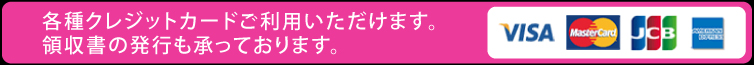 各種クレジットカードご利用いただけます。領収書の発行も承っております。